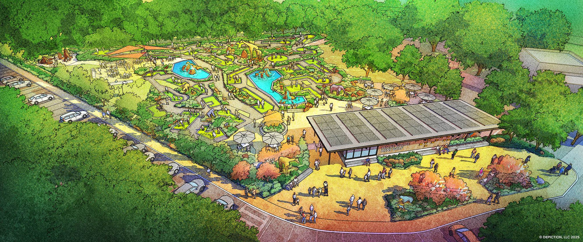 Architectural Rendering of proposed mini-golf course to be built at Micke Grove Park.